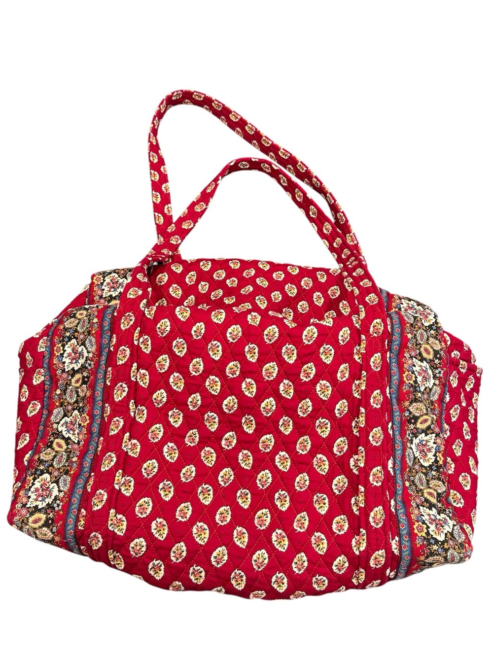 Vintage Vera Bradley red leaf floral duffel bag large 90s